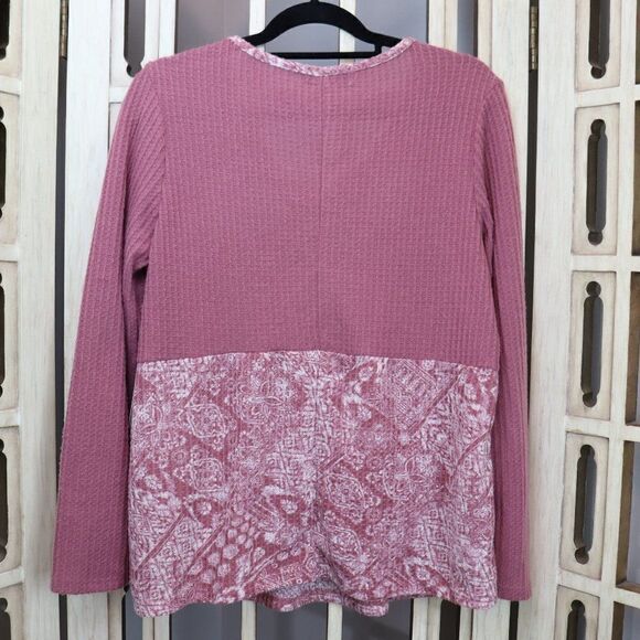 Absolutely Famous Long Sleeve Waffle Knit Blouse L - Picture 2 of 5